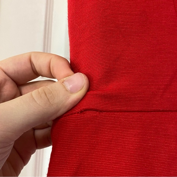 Milly Red Short Sleeve Belted Pencil Dress - Picture 9 of 9